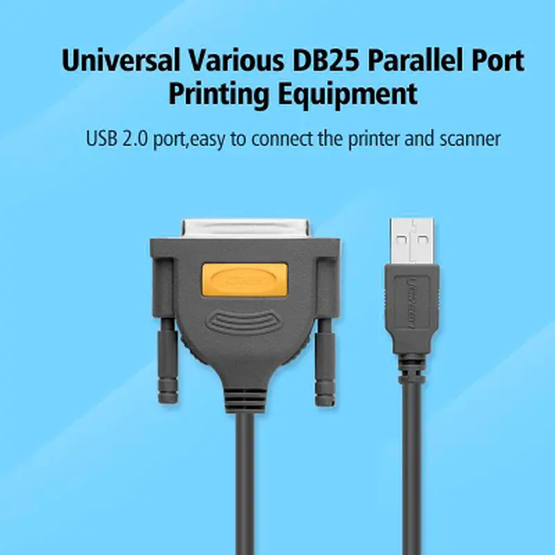 Кабель для принтера Ugreen US167 USB 2.0 to DB25 2.0 m black (20224) - фото 4