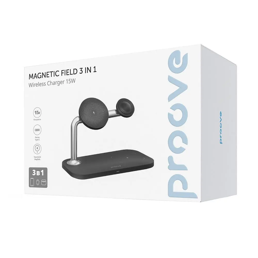 Зарядний пристрій Proove Magnetic Field 3 in 1 black (WSMF15010001) - фото 9