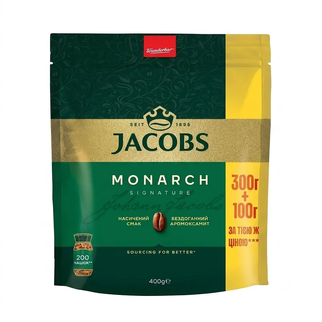 Кава розчинна Jacobs Monarch, оригінал, екон.пакет 400 г