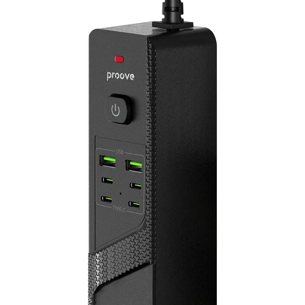 Мережевий фільтр Proove Power Strip P-04C (4 розетки + 2 USB + 4 Type-C) 2М black (PSPS25002421) - фото 3