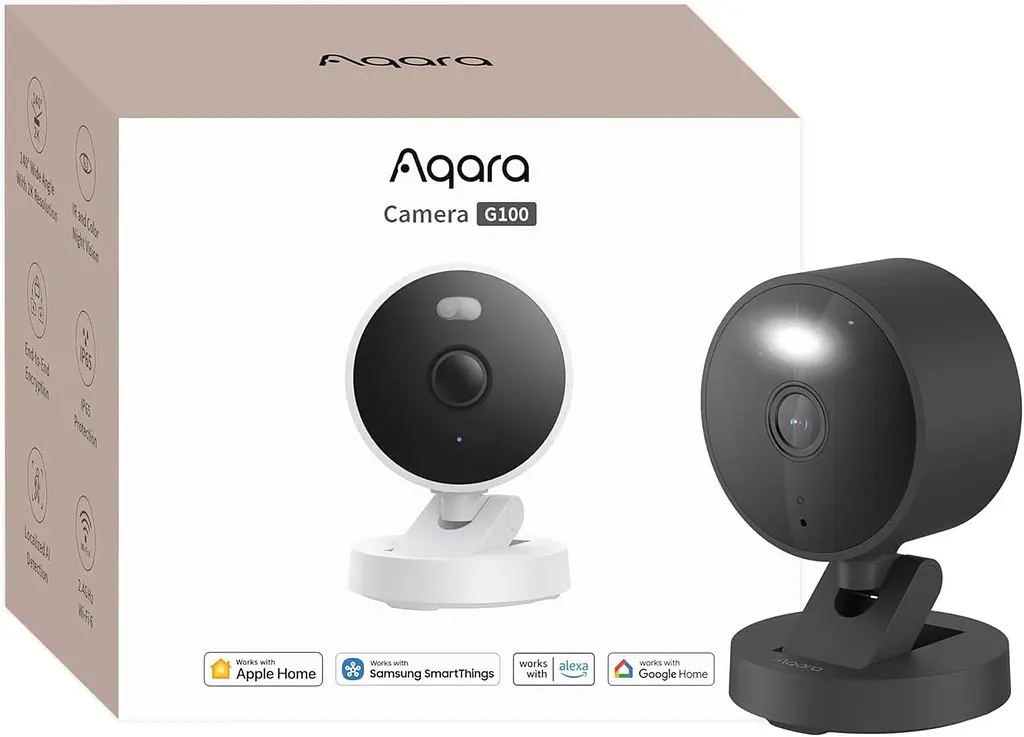 Камера безпеки Aqara G100 2K, нічне бачення, Wi-Fi 6, двосторонній звук, підтримка HomeKit, Alexa