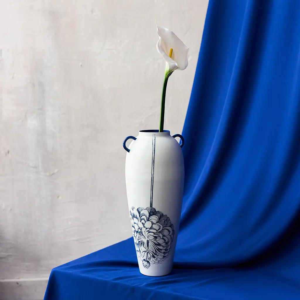 Ваза MBM HOME Элизиум железная принт глубокий синий 200х170х420 мм (VB-03 PRINT/DEEP BLUE) - фото 5