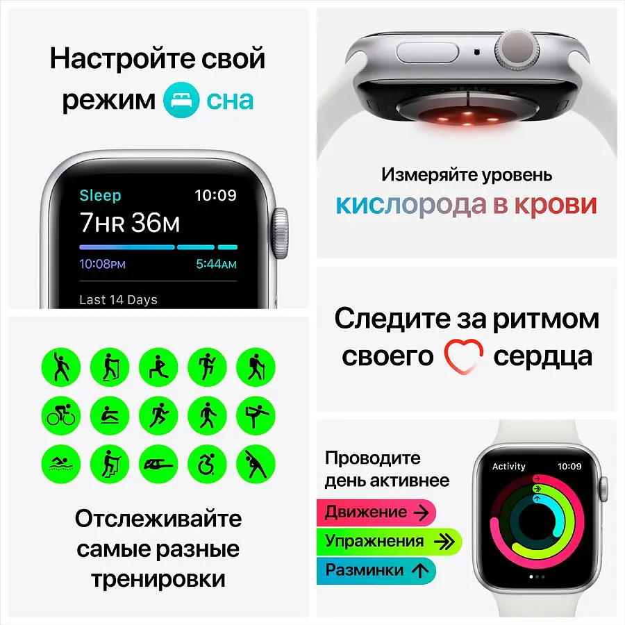 Смарт-часы Apple Watch Series 6 GPS 44 mm Blue Aluminium Case with Deep Navy Sport Band - Regular Model A2292 (Grade C) Seller Refurbished - фото 6