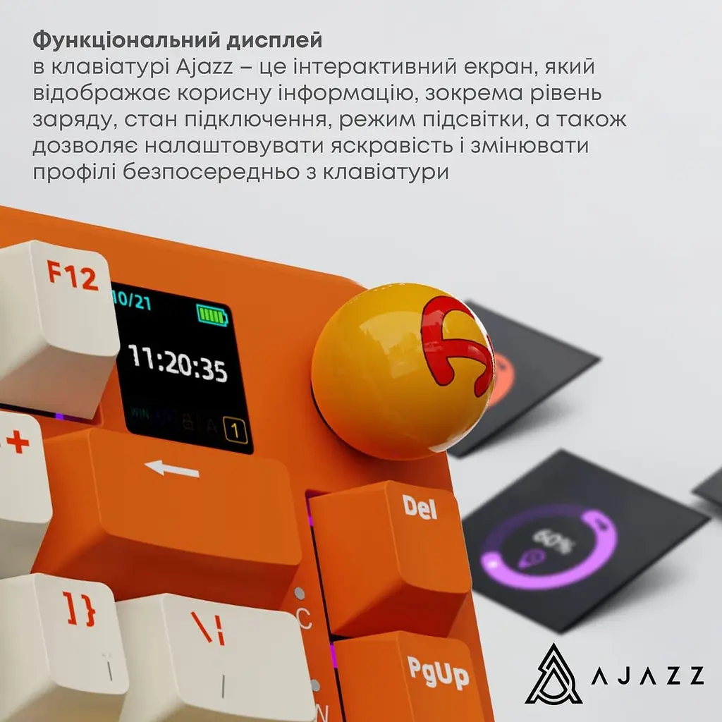 Клавіатура Ajazz AK820 MAX Avocado Switch Orange-White (AK820MAX-AS-OW) - фото 14