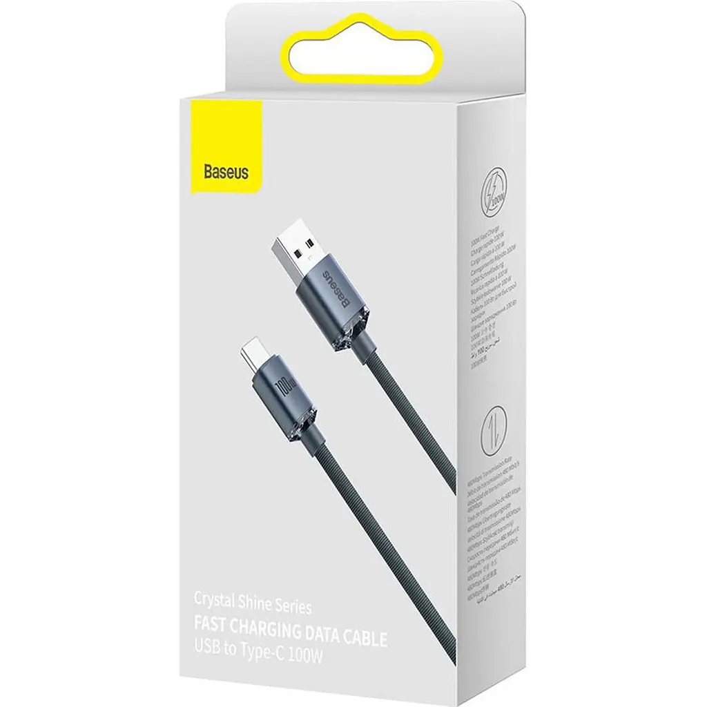 Кабель Baseus Crystal Shine Series USB-A to Type-C 100W 1.2m Black (CAJY000401) [169549] - фото 4