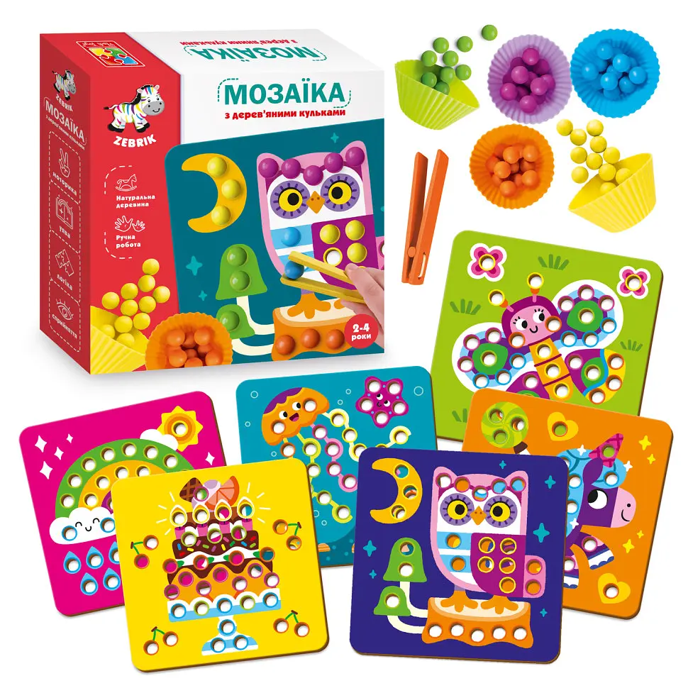 Мозаика Vladi Toys с деревянными шариками Дополни картинку ZB2002-08 рус - фото 2