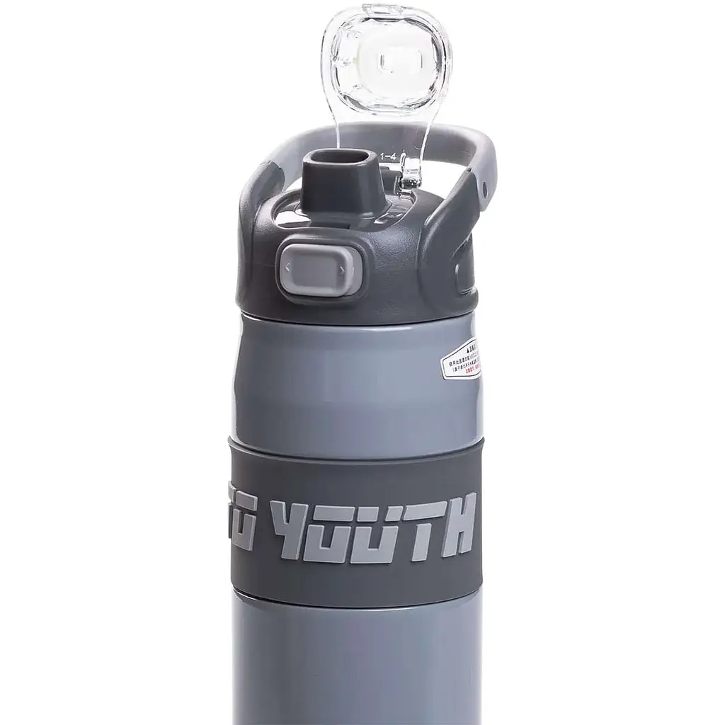 Термос спортивный TO YOUTH 680 мл с мундштуком, серый Yiwu HP-14-54G - фото 4