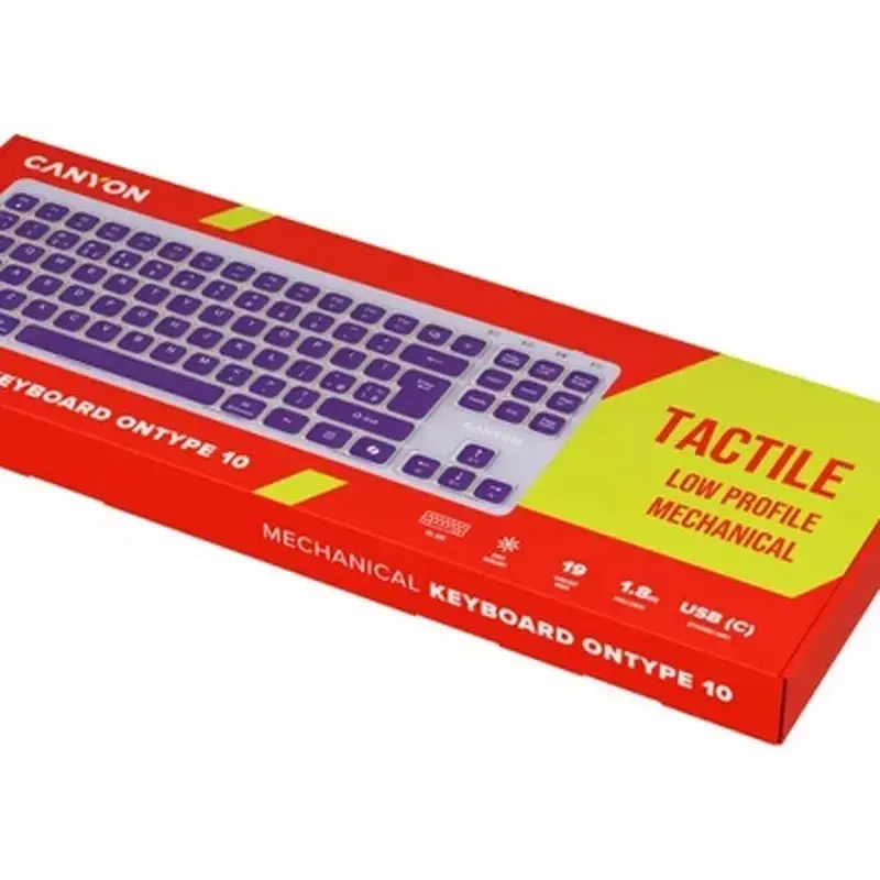 Клавіатура Canyon OnType 10 TKL Mechanical Silent Low-profile USB UA Violet (CNS-HKB10V) - фото 4