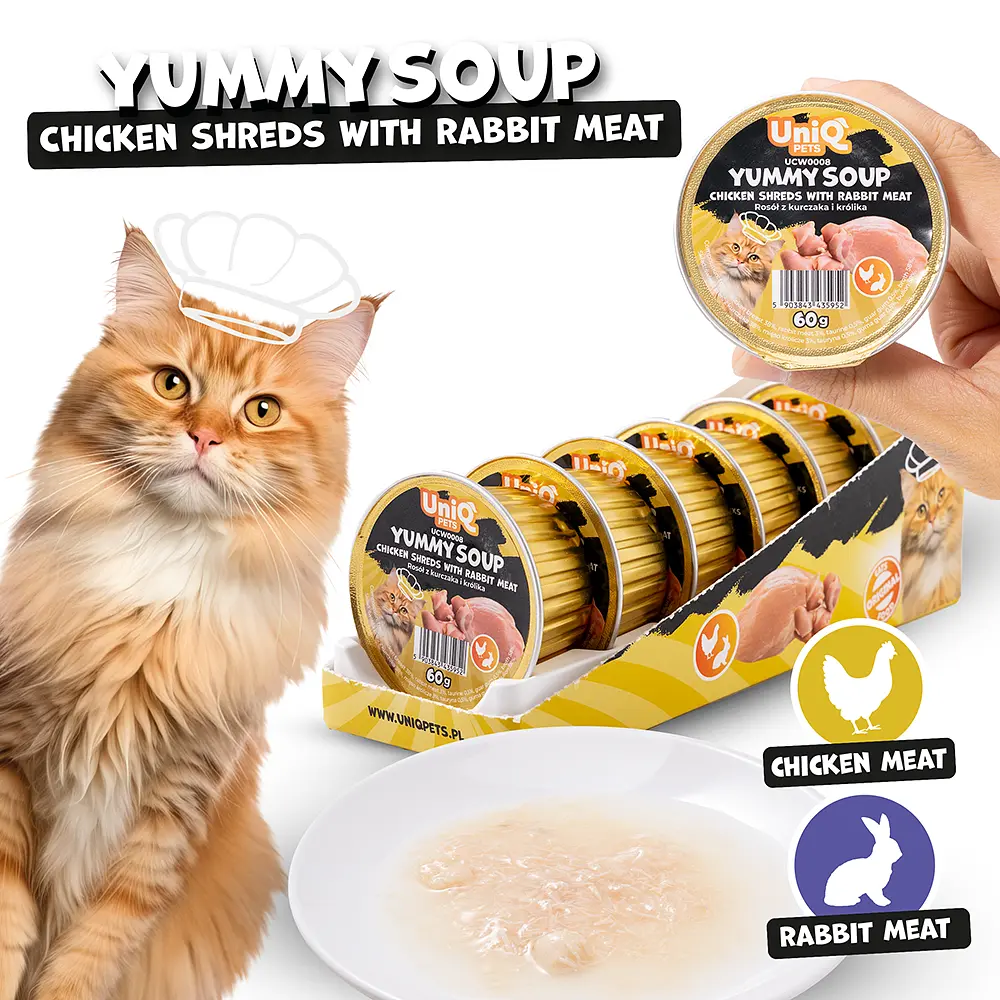 Суп для кішок UNIQ PETS CAT WET FOOD YUMMY SOUP з курячими шматочками та м'ясом кролика, 60 г - фото 3