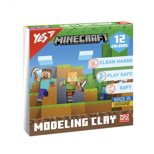 Пластилін Yes, 12 кольорів, 240 г "Minecraft"