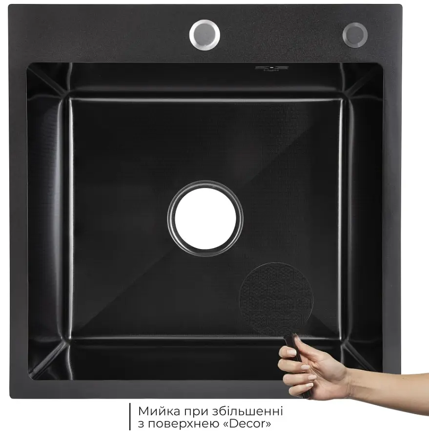 Кухонна мийка інтегрована Lidz Handmade H5050HB Decor Black PVD Honeycomb 2,5/0,5 мм LDH5050BDECPVD48369 - фото 2