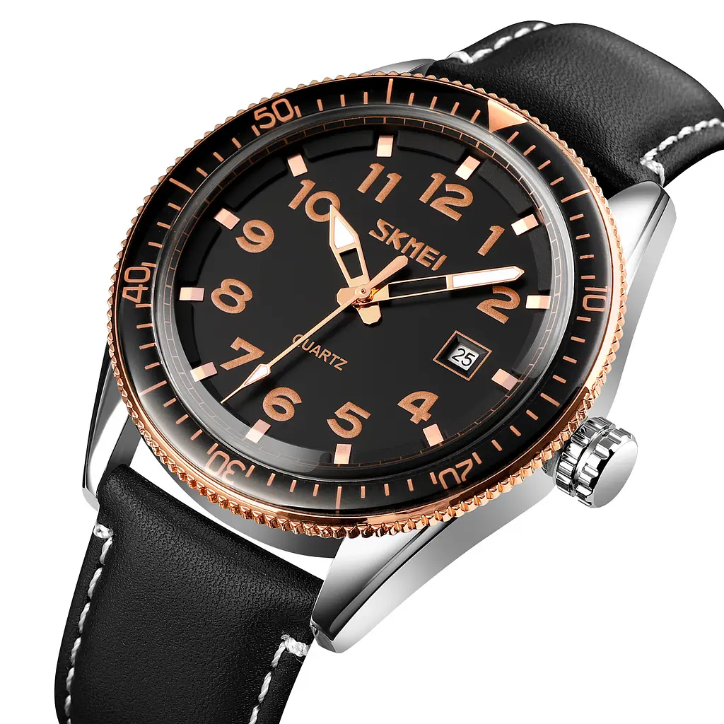 Наручний годинник чоловічий 9232LRGBK Rose-Gold Black Leather Skmei acs0029859 - фото 2