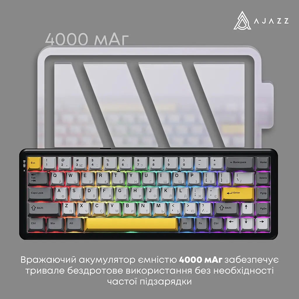 Клавіатура бездротова Ajazz AK680 Max (8+8K) Magnetic Switch Black (AK680-M-BGY-A) - фото 5