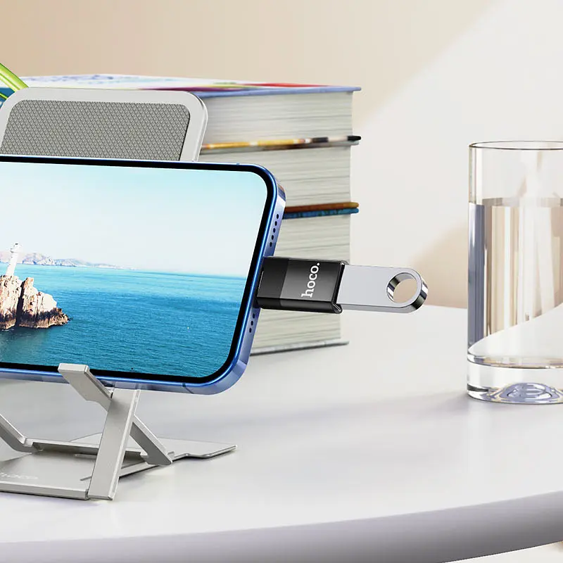 Переходник Hoco UA17 Type-C (папа) - USB (мама) USB 3.0 Черный - фото 7