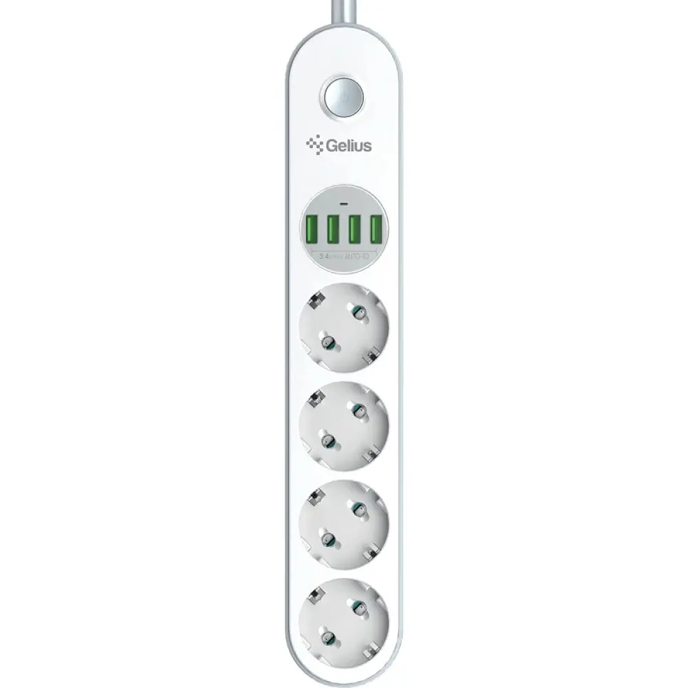 Удлинитель Gelius Pro PowerStrip G-Power GP-PS-001 4 ports 220 V/4 USB 3.4 A 2 m White - фото 4