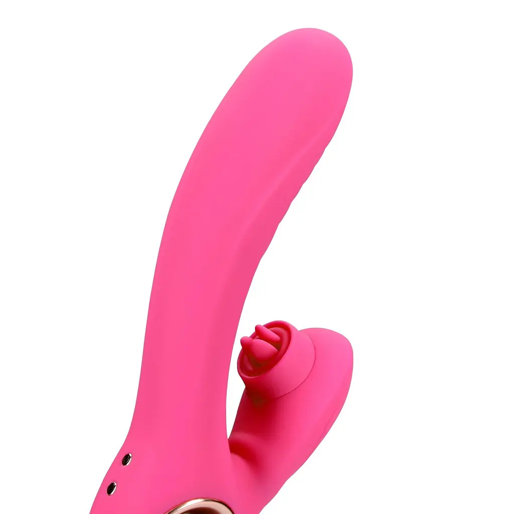 Вібратор-кролик Loveline Tongue Flickering and Heating, 21,5 см (рожевий) - фото 5