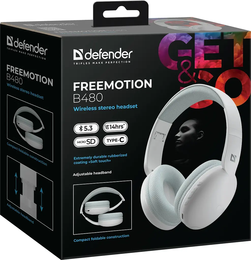Гарнітура Defender FreeMotion B480 Bluetooth White (63480) (7202783) - фото 5