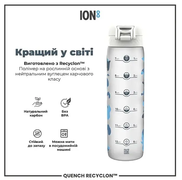 Бутылка для воды ION8 1000 мл BPA Free Times To Drink (ЭКО бутылка) Camo (I8RF1000PICAMO) - фото 6