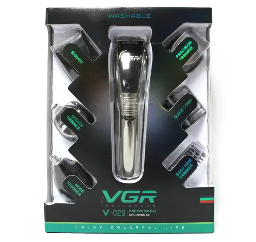 Акумуляторний триммер для стрижки волосся 6 в 1 VGR V-029 silver - фото 3