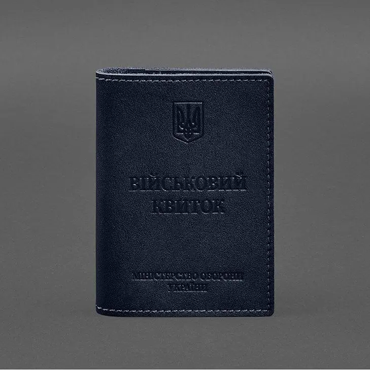 Шкіряна обкладинка для військового квитка з кишенями 7.2 синій краст - фото 9