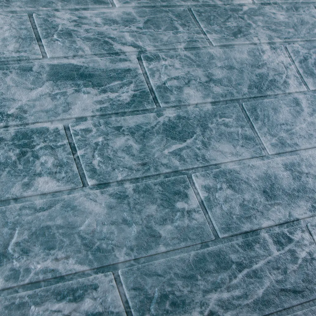 Самоклейка декоративна 3D панель 3D Loft під цеглу мармур темне море 700x770x3мм (67-3) - фото 4