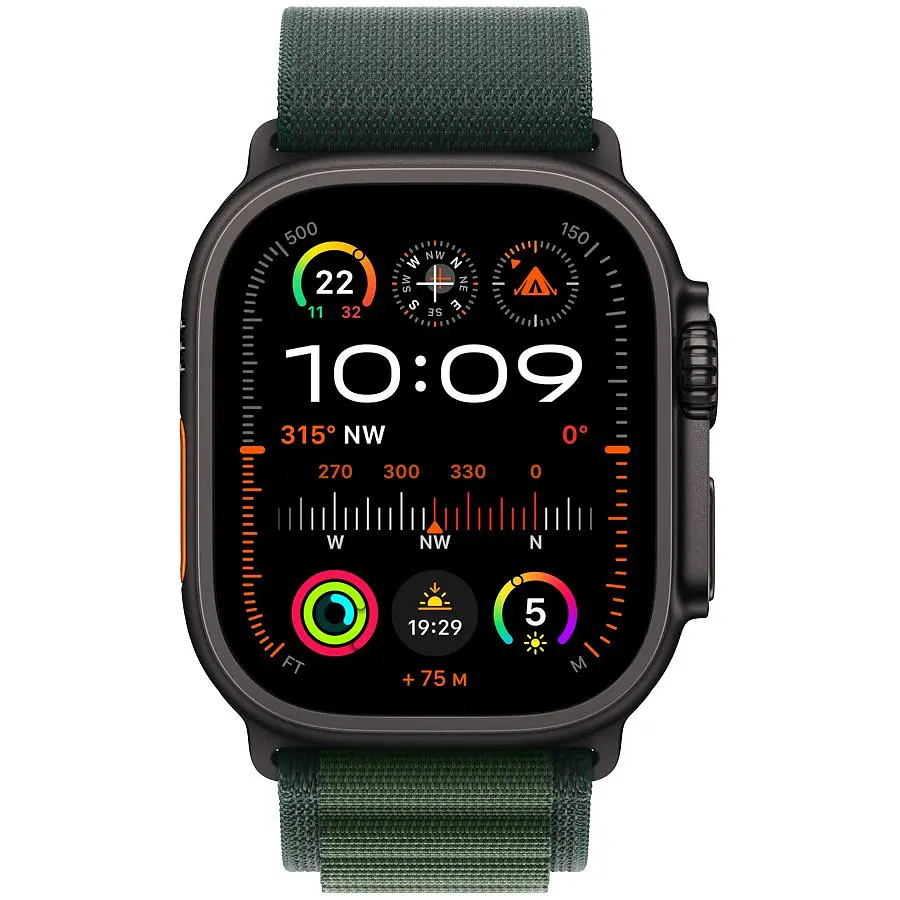 Apple Watch Ultra 2 2024, 49мм, Black Titanium, Dark Green Alpine Loop, Размер M (Grade A) Seller Refurbished - фото 2
