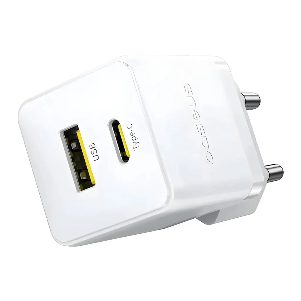 Зарядний пристрій Baseus 1xUSB-C 20 Вт + 1xUSB білий + кабель USB-C — USB-C 60 Вт 1.0 м (P10111608213-01) - фото 4