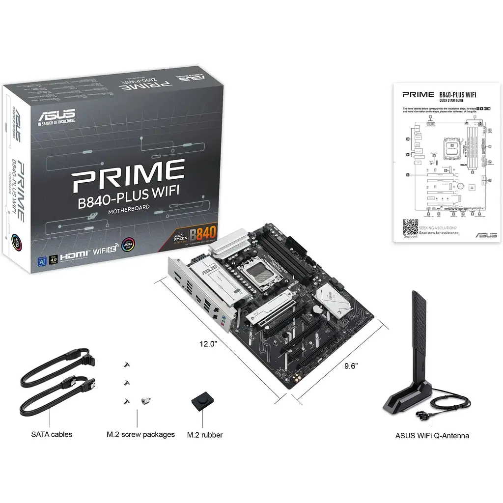 Материнская плата Asus Prime B840-PLUS WIFI sAM5 B840 4xDDR5 M.2 HDMI DP WiFi BT ATX - фото 2
