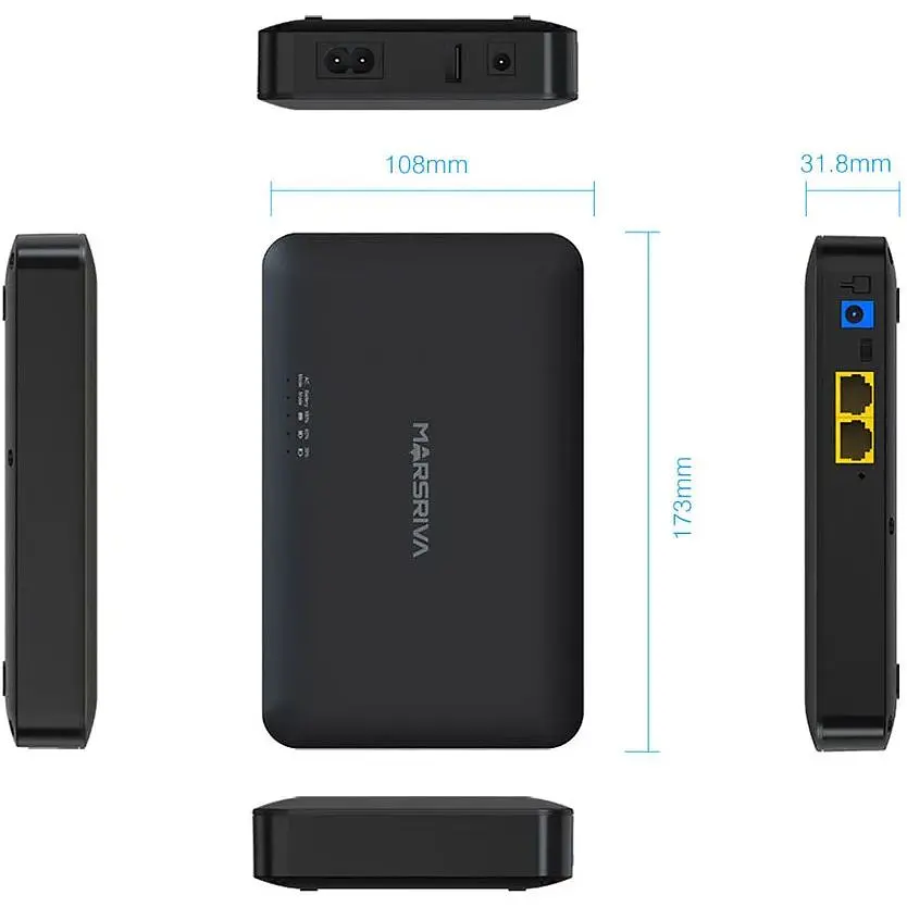 ДБЖ Marsriva DC UPS для роутерів KP2 DC+PoE+USB OUT, 5V/9V/12V 18W 10000mAh (36Wh) Li-ion - фото 6