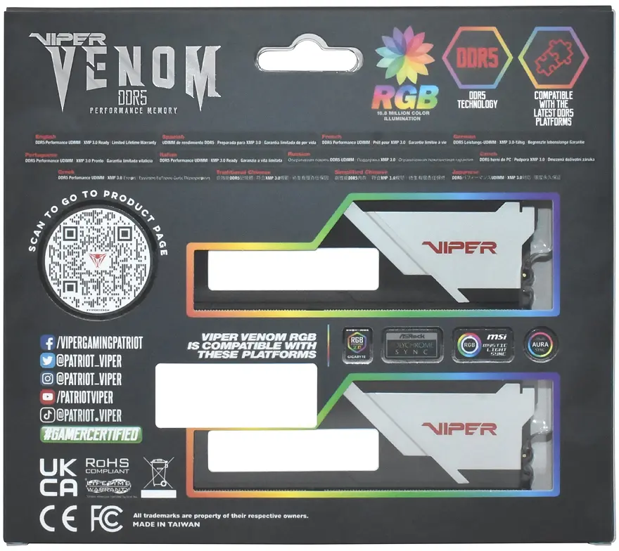 Модуль памяті DDR5 2x16GB/6000 Patriot Viper Venom RGB (PVVR532G600C36K) - фото 9
