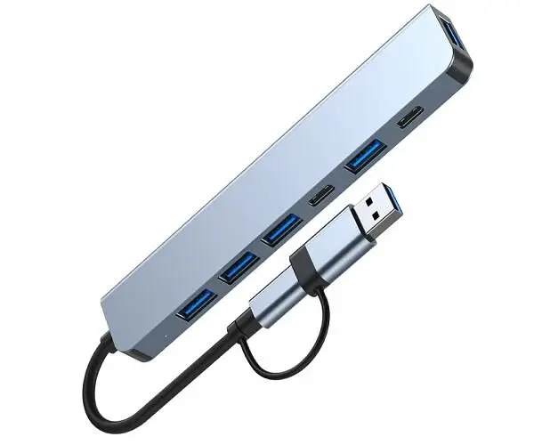HUB 7-портовий, USB - Type C, алюмінієвий - фото 2