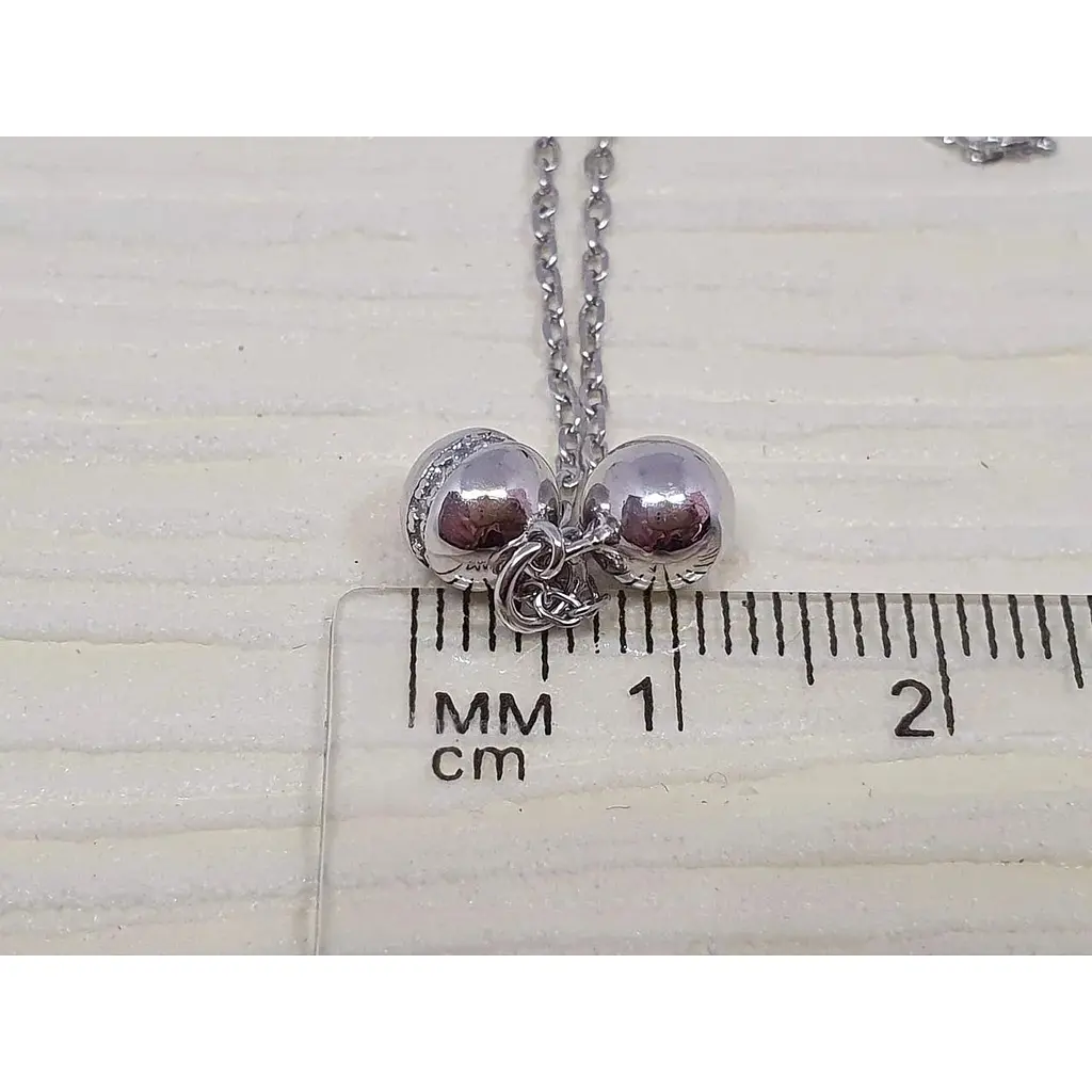 Срібне кольє Аметист Кульки з фіанітами 1231500 - фото 4