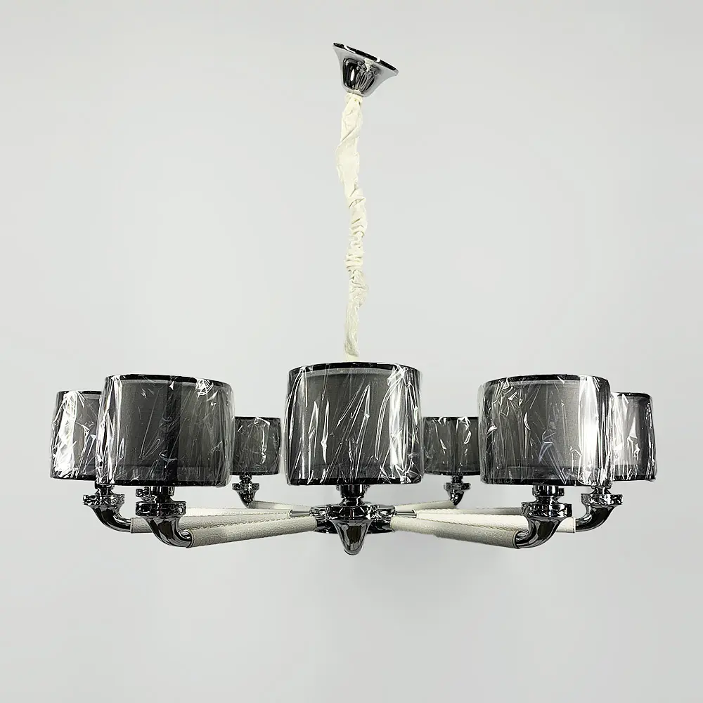 Плафонная люстра с элементами белой экокожи Line.F S 198/10 WT - фото 7