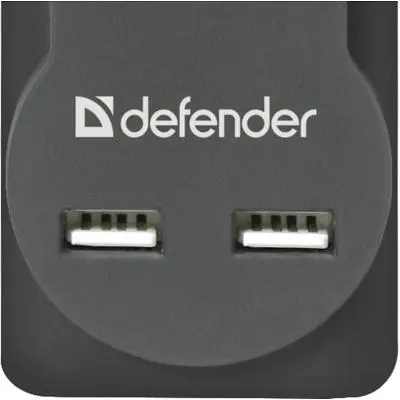 Мережевий фільтр живлення Defender DFS 751, 1.8m, 5роз., 2xUSB (99751) - фото 3