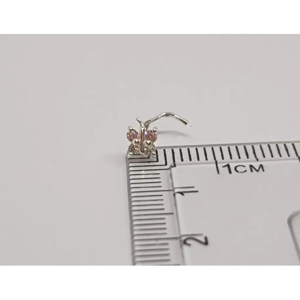 Срібна сережка-пірсинг в ніс Dear. 1041.9С Рожевий (світлий) - фото 2