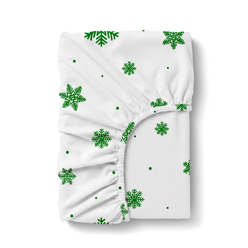 Простирадло на резинці фланель 160х200х30 SNOWFLAKES EVERGREEN COSAS (4822052475867)