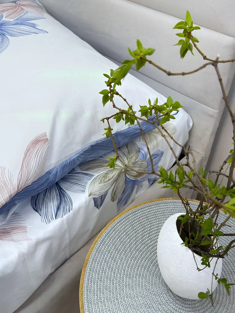 Комплект постільної білизни Ecotton двоспальний Сімейний 150х215 см двосторонній білий \ синій (21003АВ) (23365) - фото 5