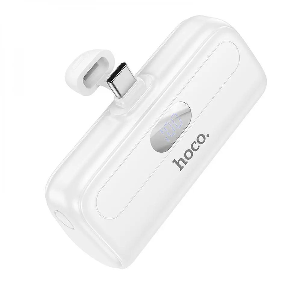 Внешний аккумулятор мини Hoco J116 5000mah type-c выход карманный белый - фото 2