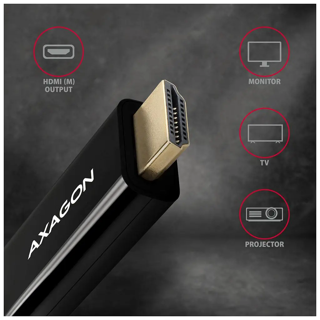 Кабель мультимедійний Axagon HDMI M - DisplayPort M 4K 30Hz чорний 1.8 м (RVD-HI14C2) - фото 3