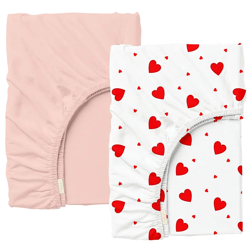 Набір простирадло на резинці 80х160 ROSE RUBY HEARTS COSAS (4822052398241)