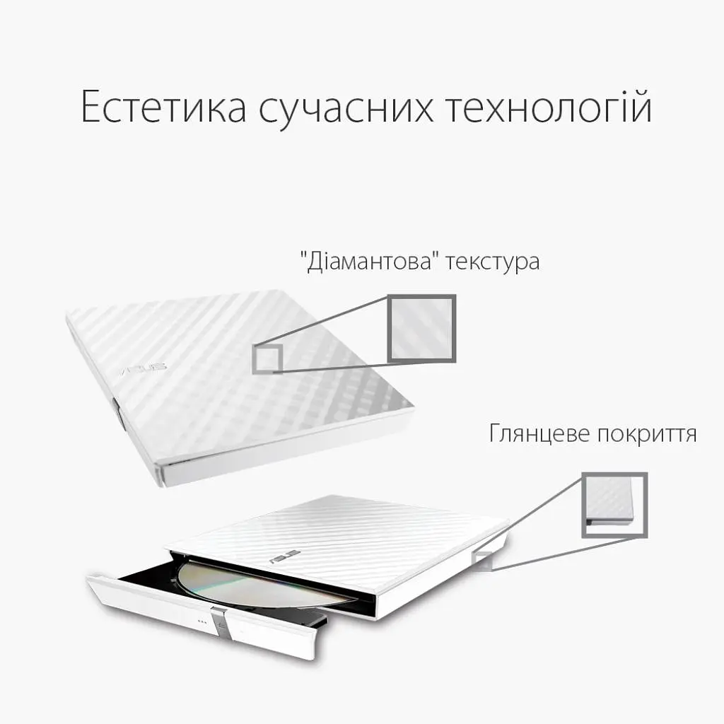 Оптичний привід DVD-RW ASUS SDRW-08D2S-U LITE/WHT/G/AS (90-DQ0436-UA221KZ) - фото 3