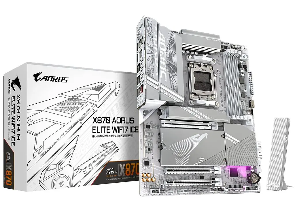 Материнська плата GIGABYTE X870 AORUS ELITE WIFI7 ICE (X870 AORUS ELITE WIFI7 ICE) (Socket AM5, AMD X870, ATX) - фото 6