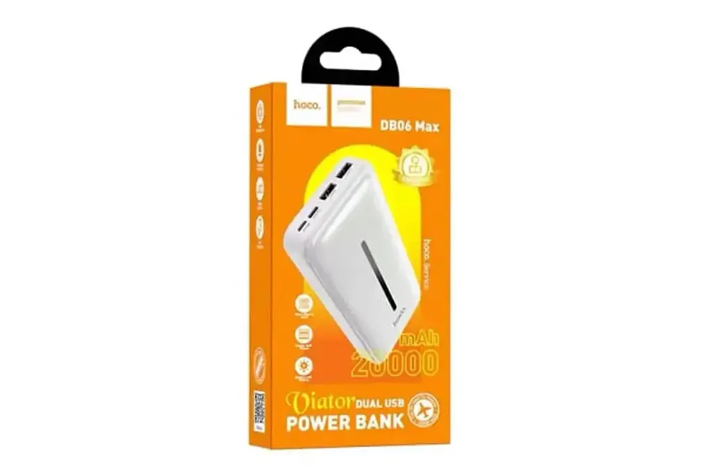 Портативна батарея Power Bank Hoco DB06 Max VIATOR 2 USB/Xiaomicro/Type-C 20.000mAh White - фото 2