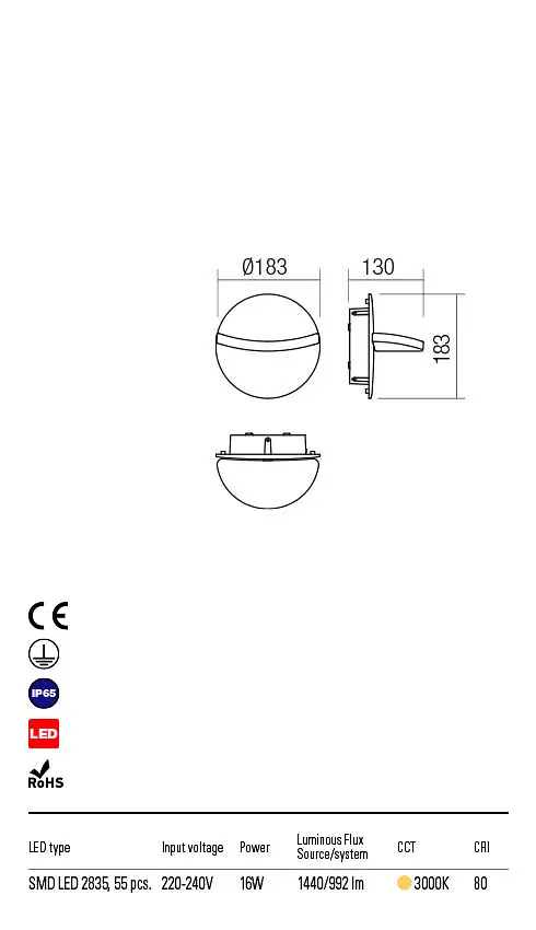 Бра вуличне GIMBAL AP LED SMD 16W IP65 DG 3000K(5.1.2) Redo 90068 - фото 3