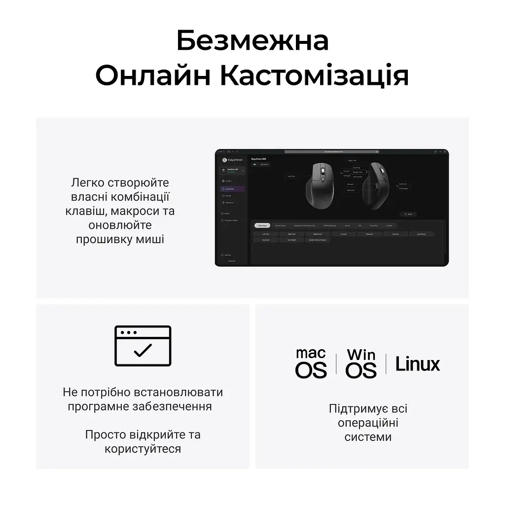 Миша бездротова Keychron M6S WL White (M6S-B72) - фото 10