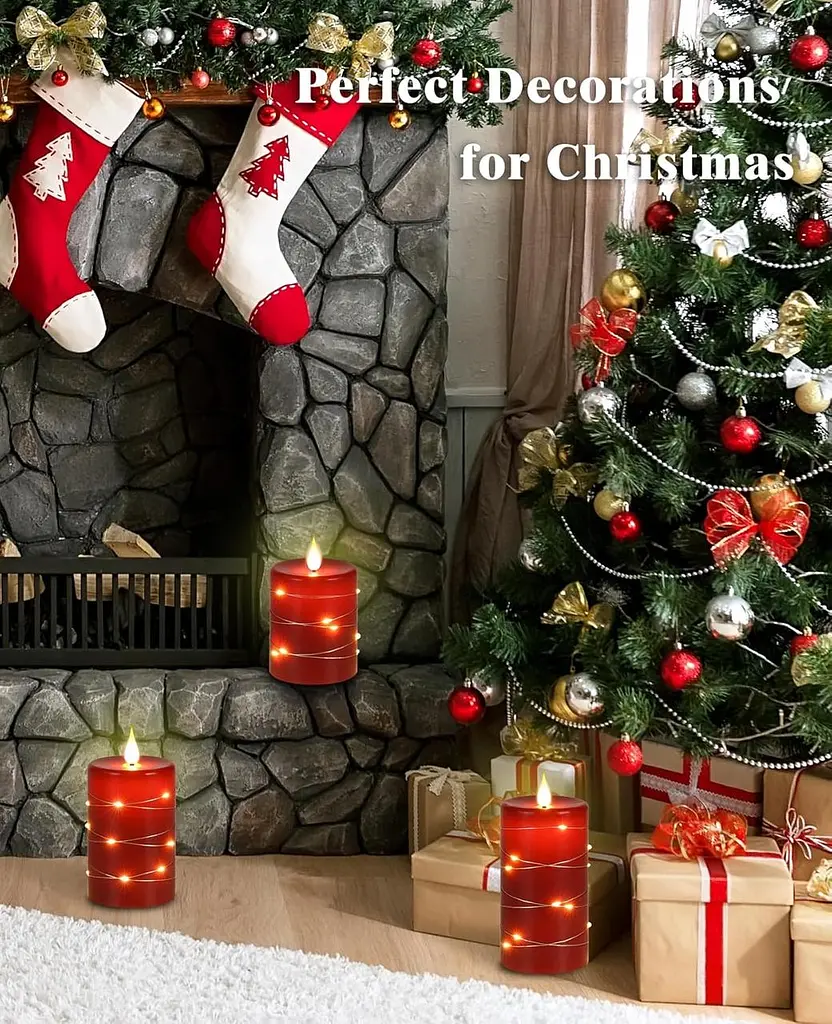 Беспламенные свечи Fairy String Lights угол обзора 360° со звездными гирляндами 3 шт. - фото 4