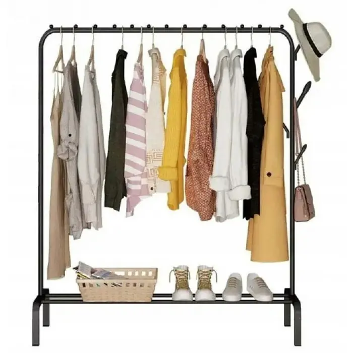 Підлогова вішалка-стійка для одягу та взуття чорна 110х150см Clothes Rack TW-607 - фото 2