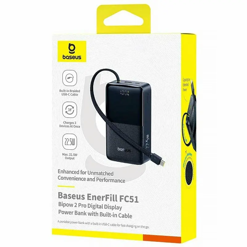 Портативний ЗП Power Bank Baseus EnerFill FC51 Bipow2 Pro 22.5W 30000mAh (E0028100) Black - фото 4