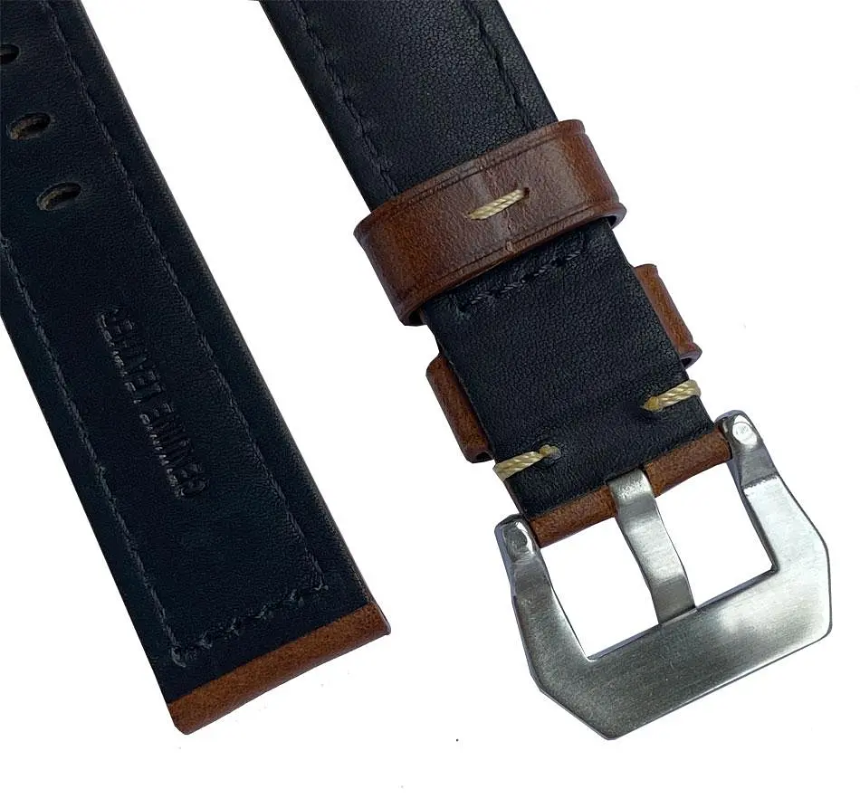Кожаный ремешок Primolux F001 Steel buckle для часов Garmin Vivoactive 4 Brown - фото 4