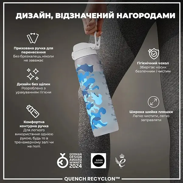 Бутылка для воды ION8 1000 мл BPA Free Times To Drink (ЭКО бутылка) Camo (I8RF1000PICAMO) - фото 4